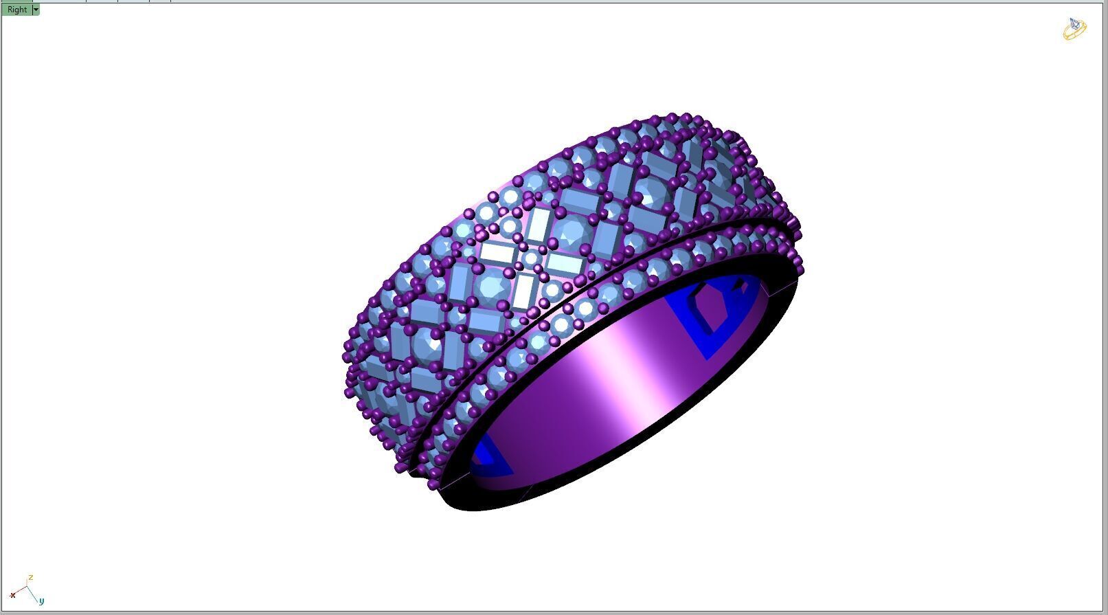 Custom Diamond Ring - Baguette And Round Criss Cross Ring 3D print model_8