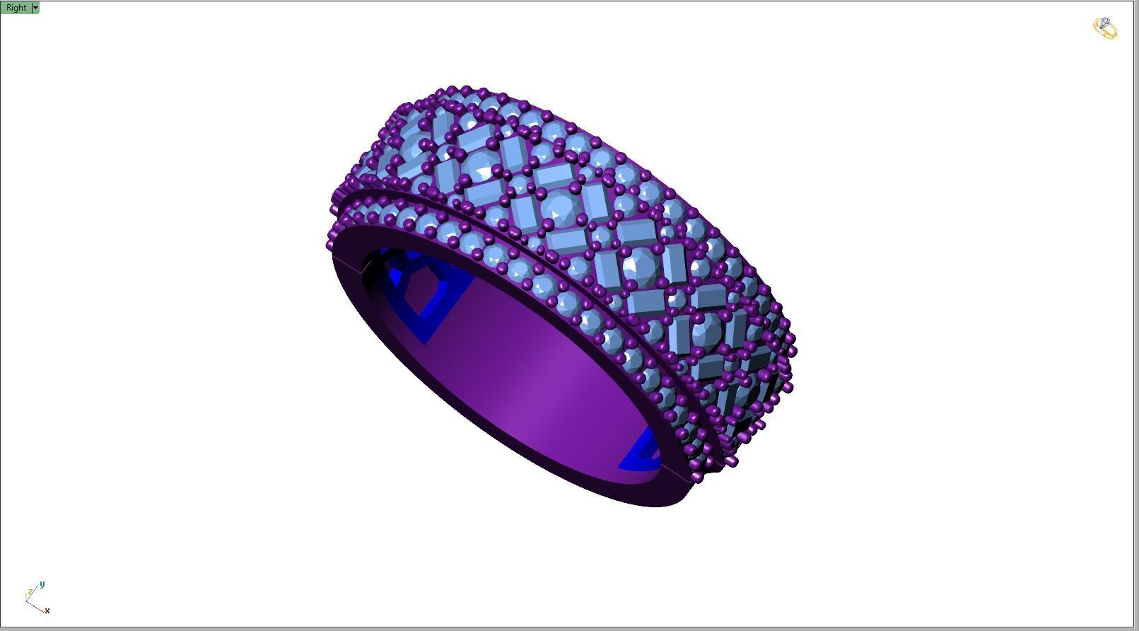 Custom Diamond Ring - Baguette And Round Criss Cross Ring 3D print model_9