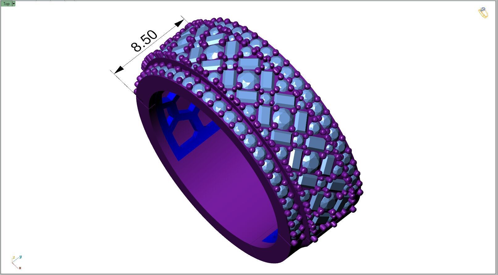 Custom Diamond Ring - Baguette And Round Criss Cross Ring 3D print model_4
