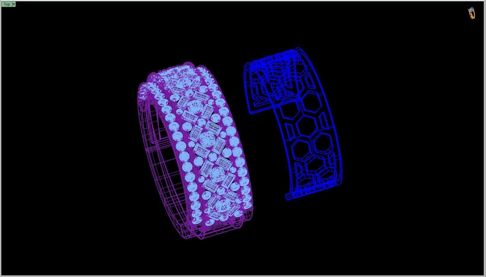 Custom Diamond Ring - Baguette And Round Criss Cross Ring 3D print model_14