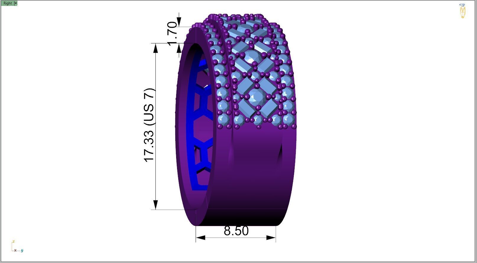 Custom Diamond Ring - Baguette And Round Criss Cross Ring 3D print model_7