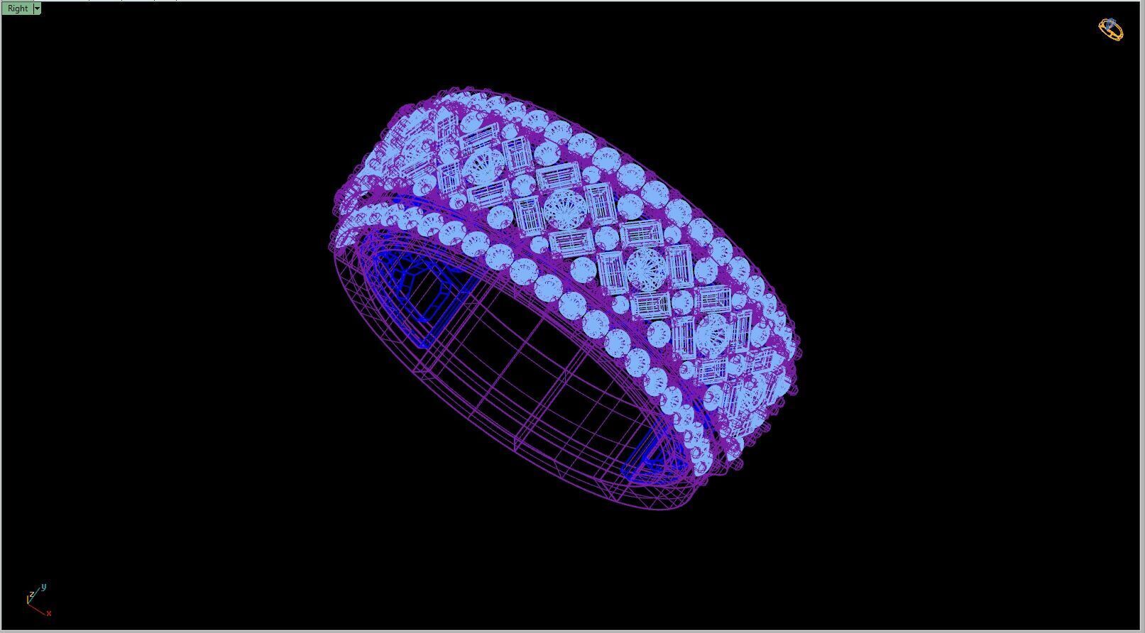 Custom Diamond Ring - Baguette And Round Criss Cross Ring 3D print model_12