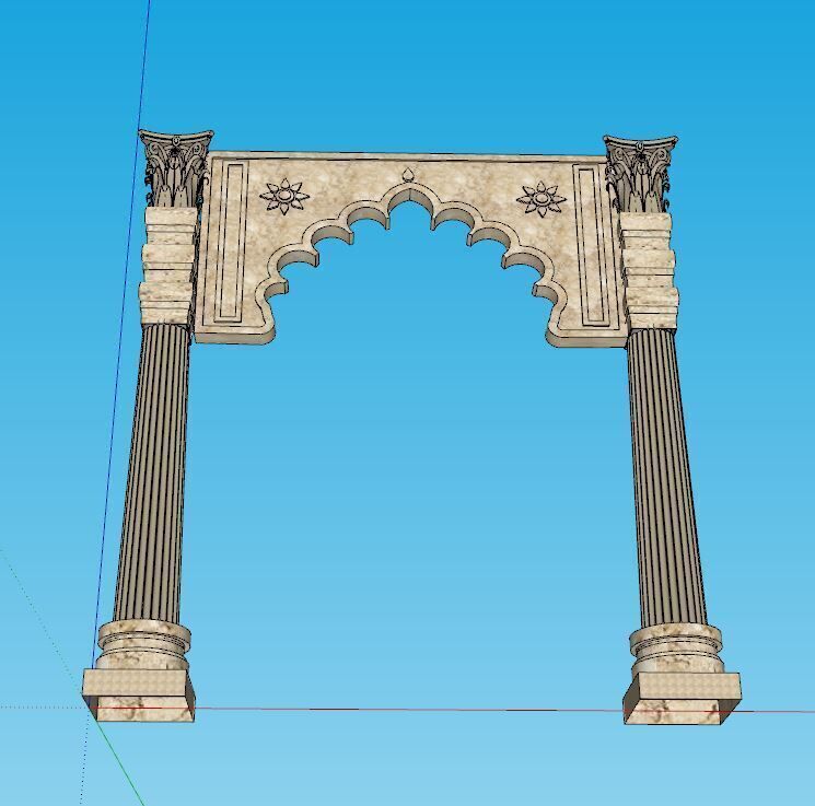 indian jodhpuri stone arch Low-poly 3D model_2