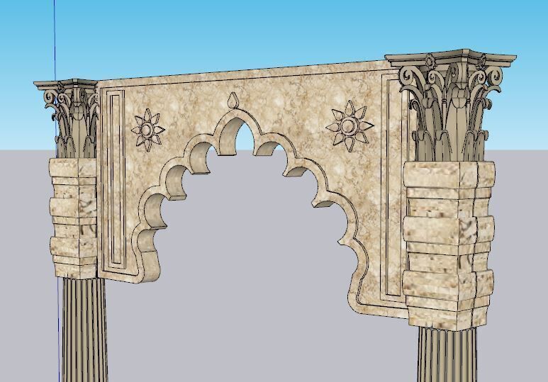 indian jodhpuri stone arch Low-poly 3D model_3