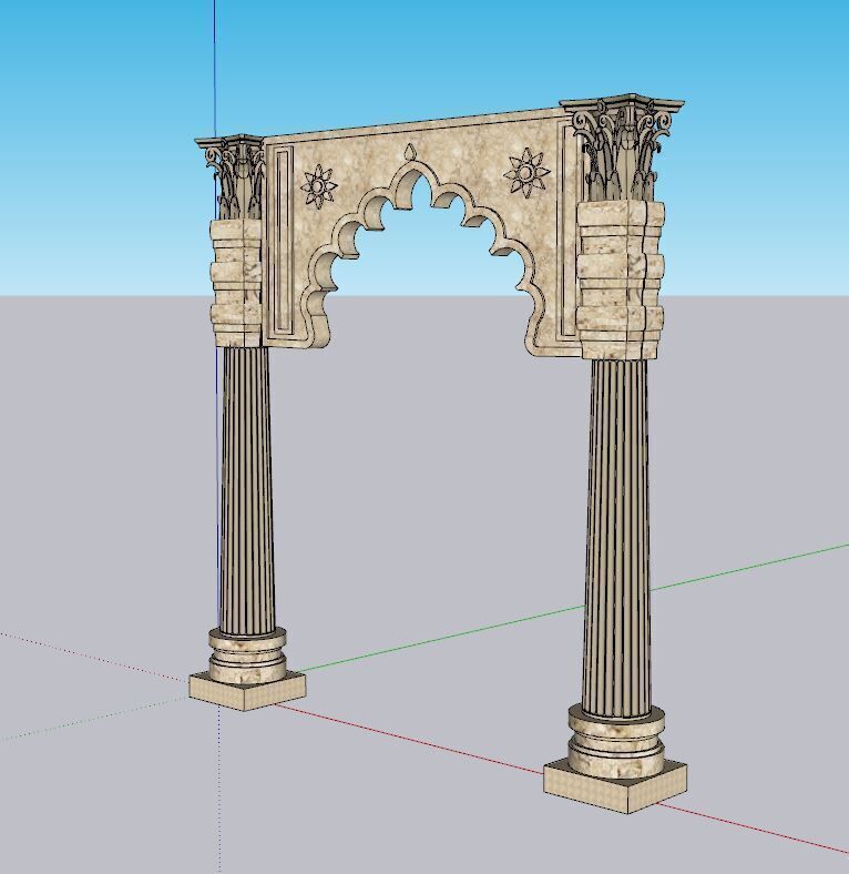 indian jodhpuri stone arch Low-poly 3D model_1