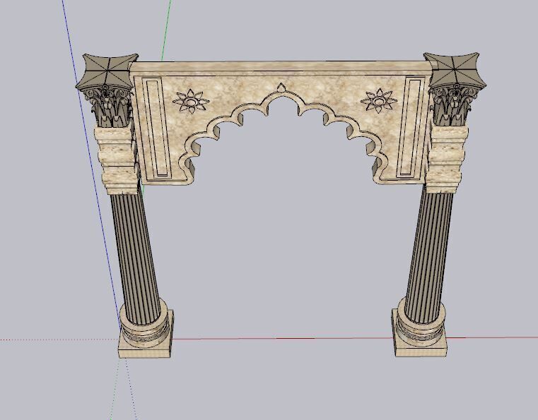 indian jodhpuri stone arch Low-poly 3D model_4