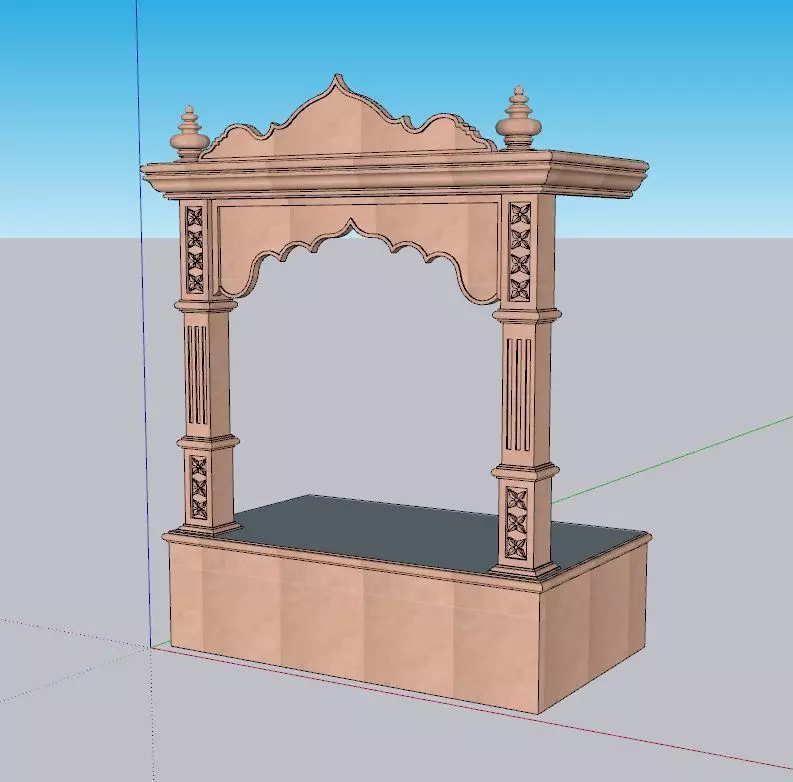 indian stone jharokha window Low-poly 3D model_0
