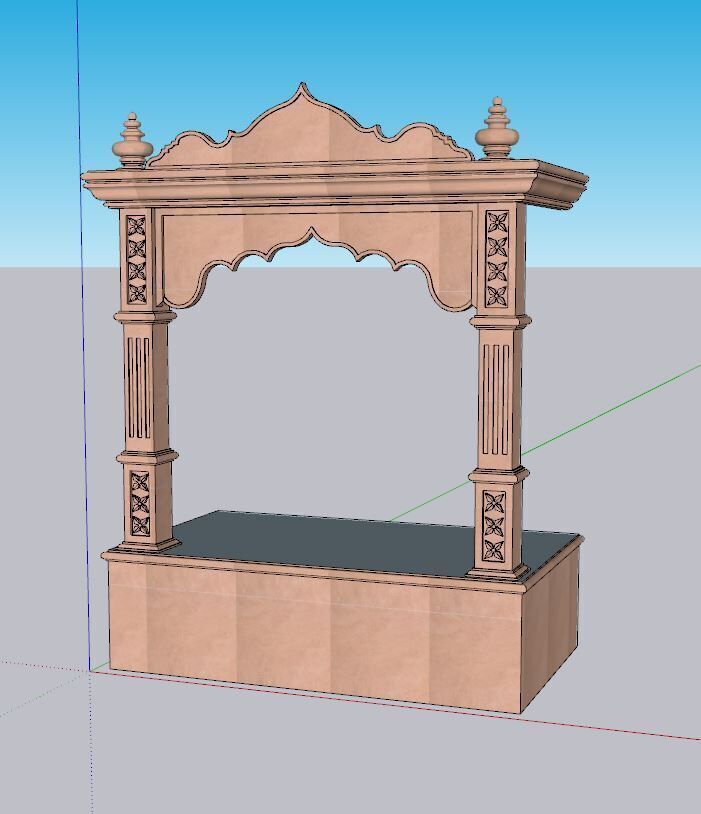 indian stone jharokha window Low-poly 3D model_4