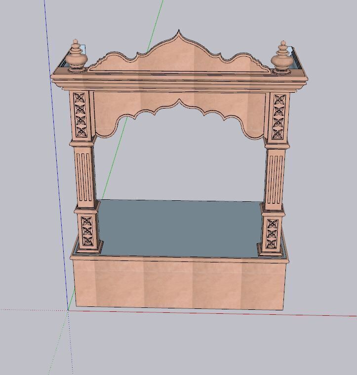 indian stone jharokha window Low-poly 3D model_3