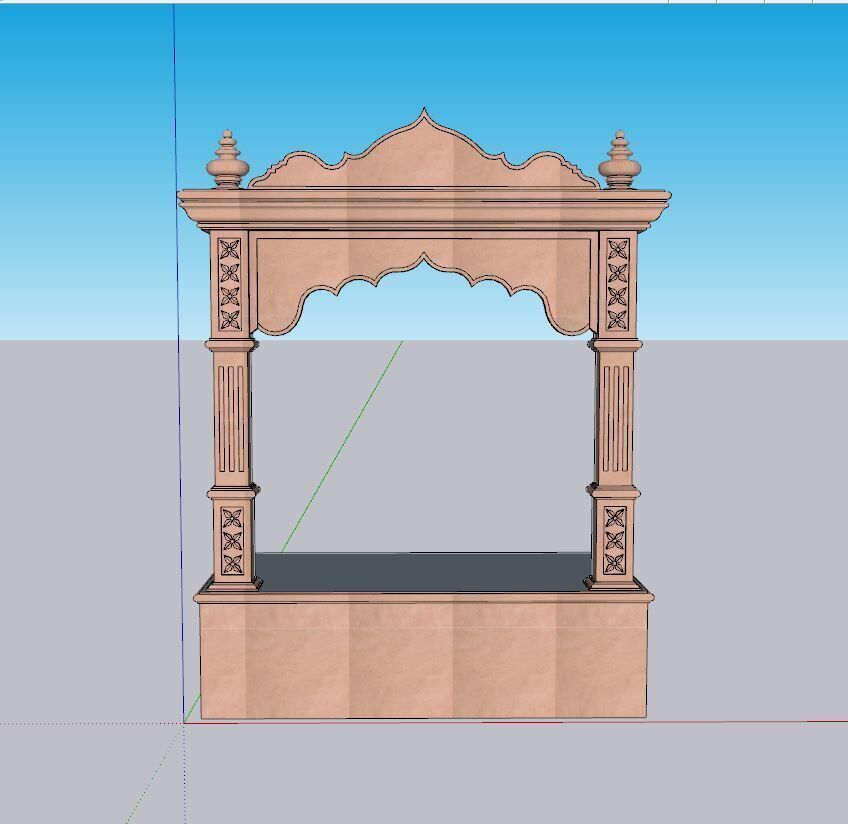 indian stone jharokha window Low-poly 3D model_1
