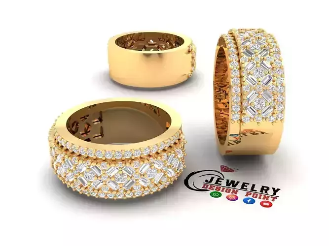 Custom Bling Baguette Setting Diamond Ring - Baguette Ring 