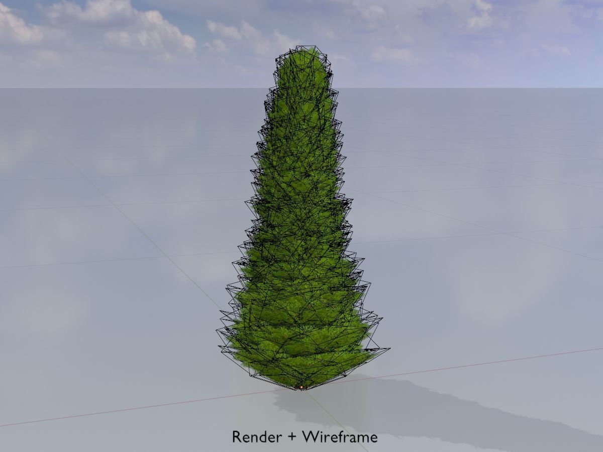 Mock cypress version-3 500mm Low-poly 3D model_5