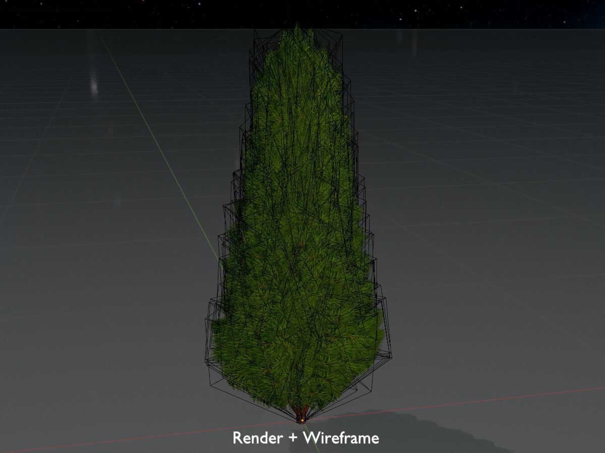 Mock cypress version-2 1000mm Low-poly 3D model_8