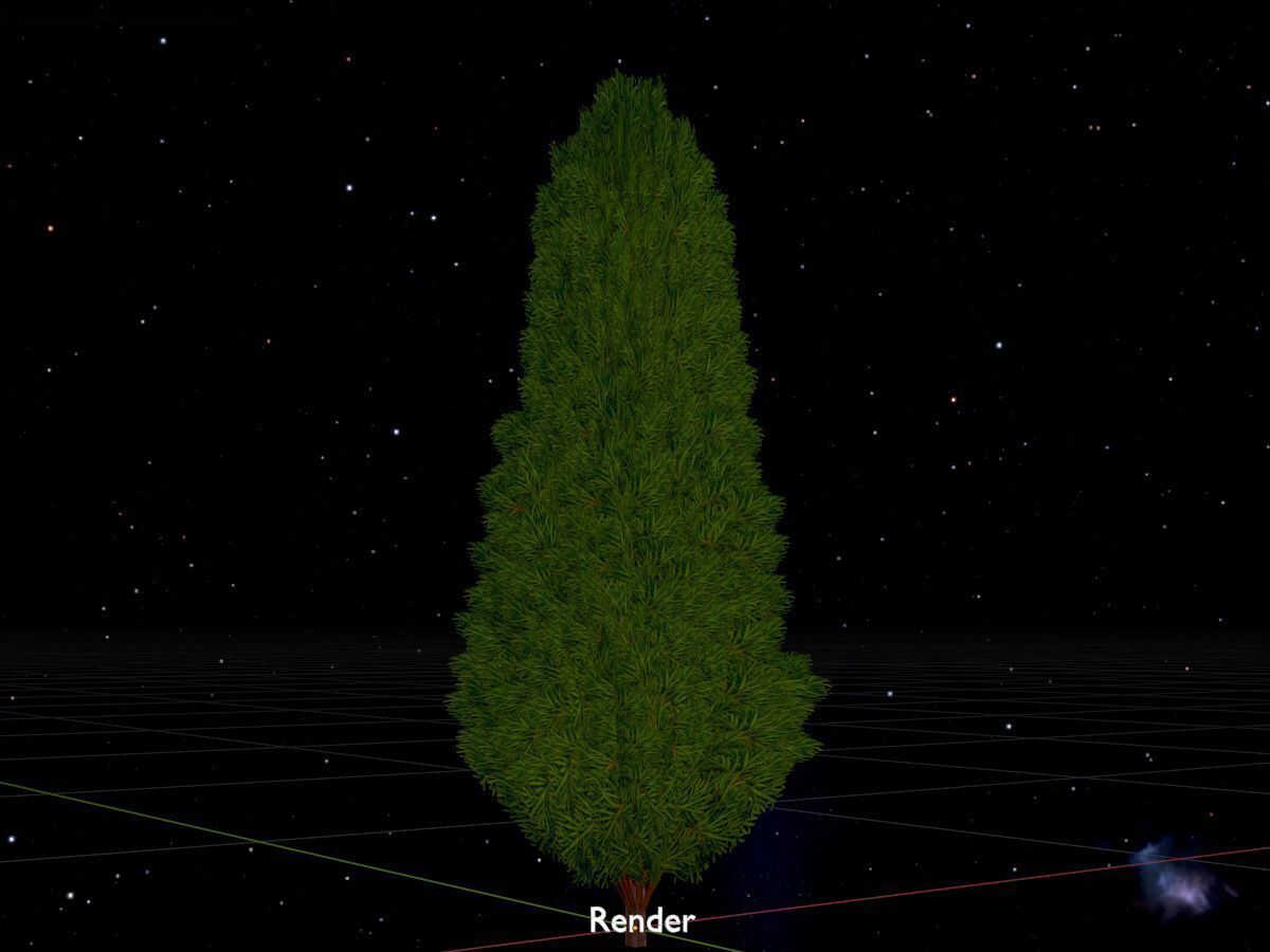 Mock cypress version-2 1000mm Low-poly 3D model_20