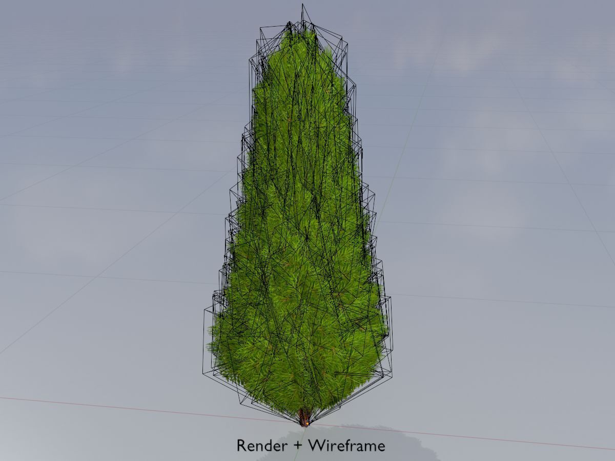 Mock cypress version-2 1000mm Low-poly 3D model_5