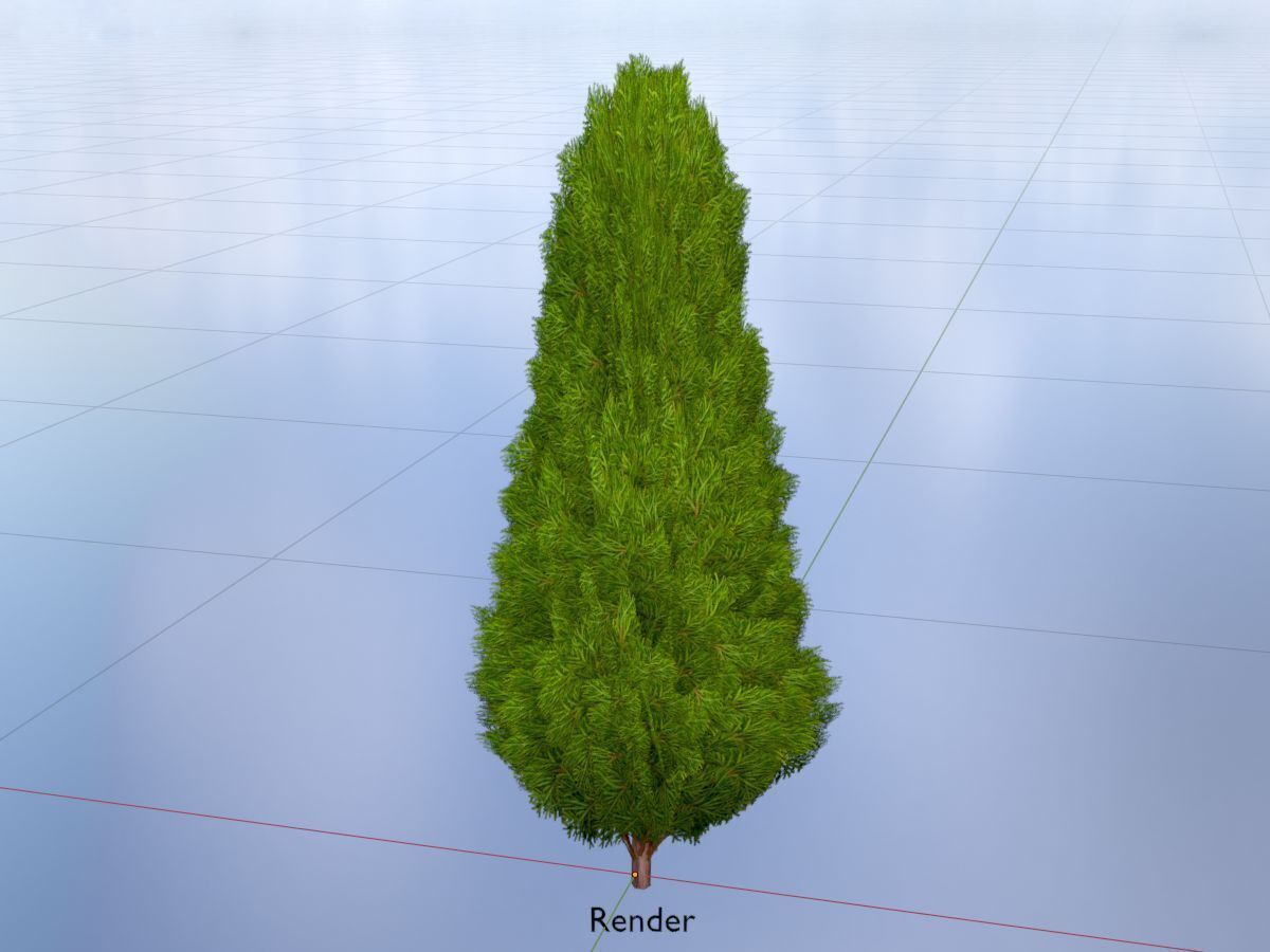Mock cypress version-2 1000mm Low-poly 3D model_19
