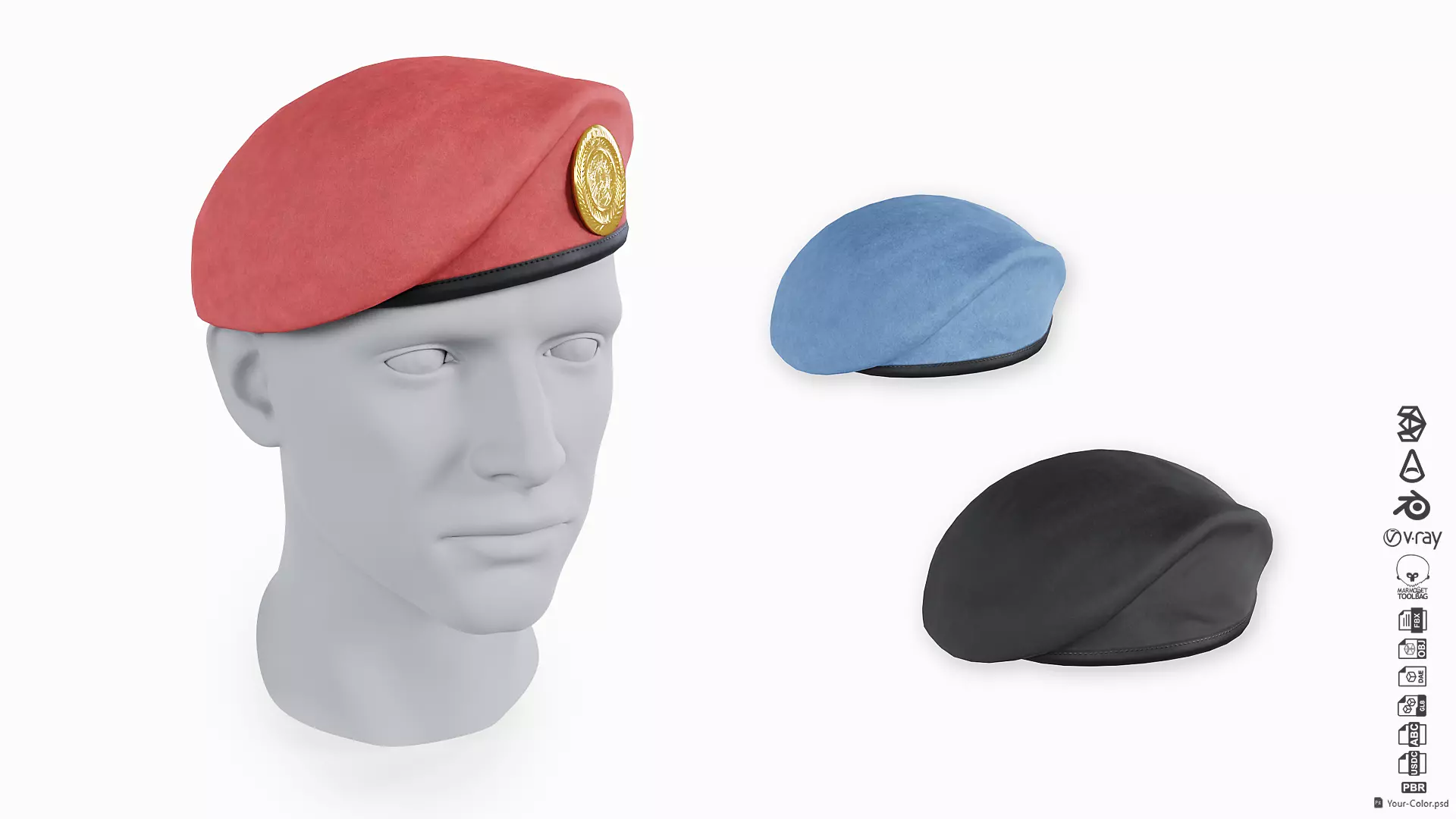 Beret Low-poly 3D model