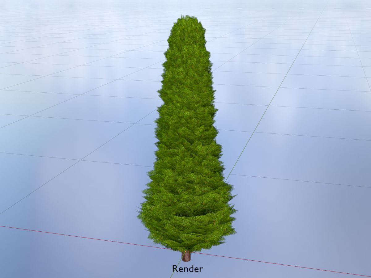 Mock cypress version-3 1000mm Low-poly 3D model_19