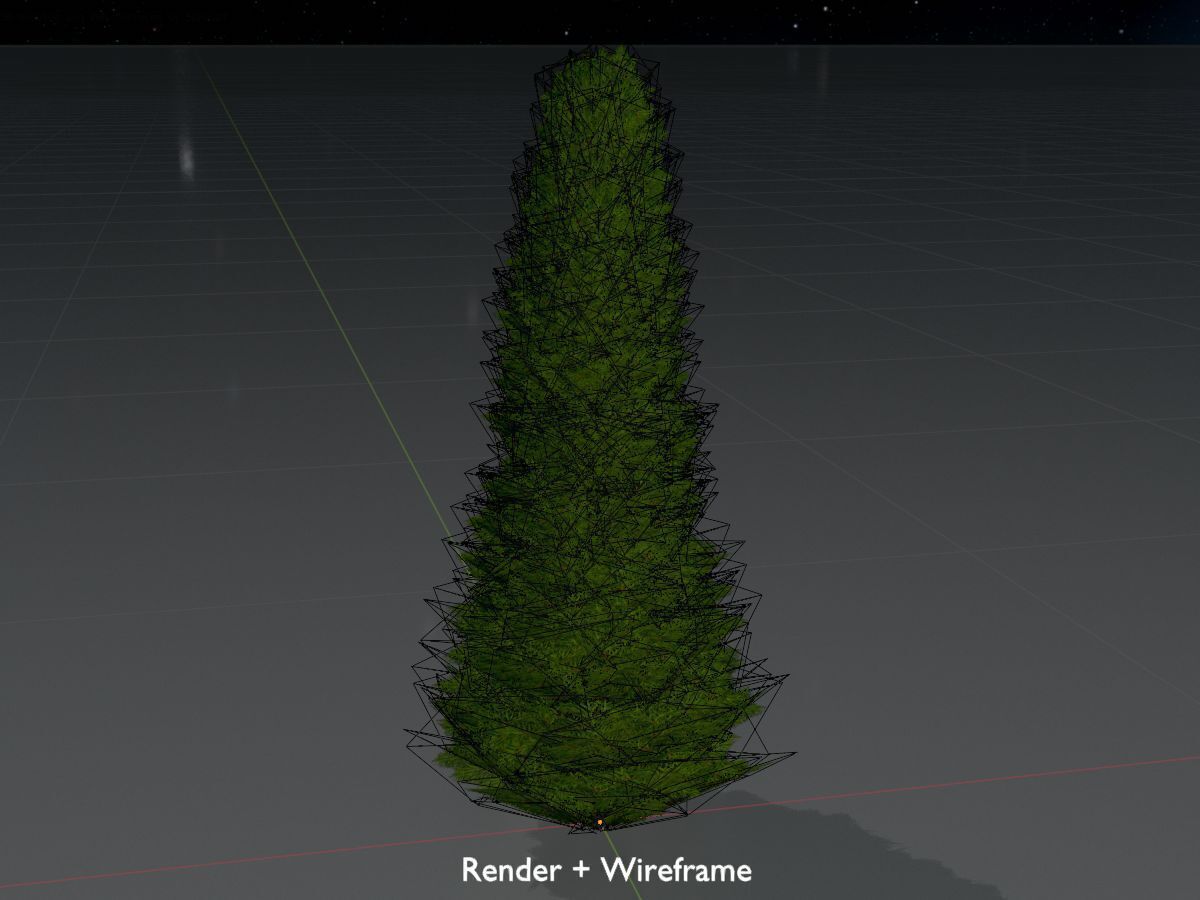 Mock cypress version-3 1000mm Low-poly 3D model_8