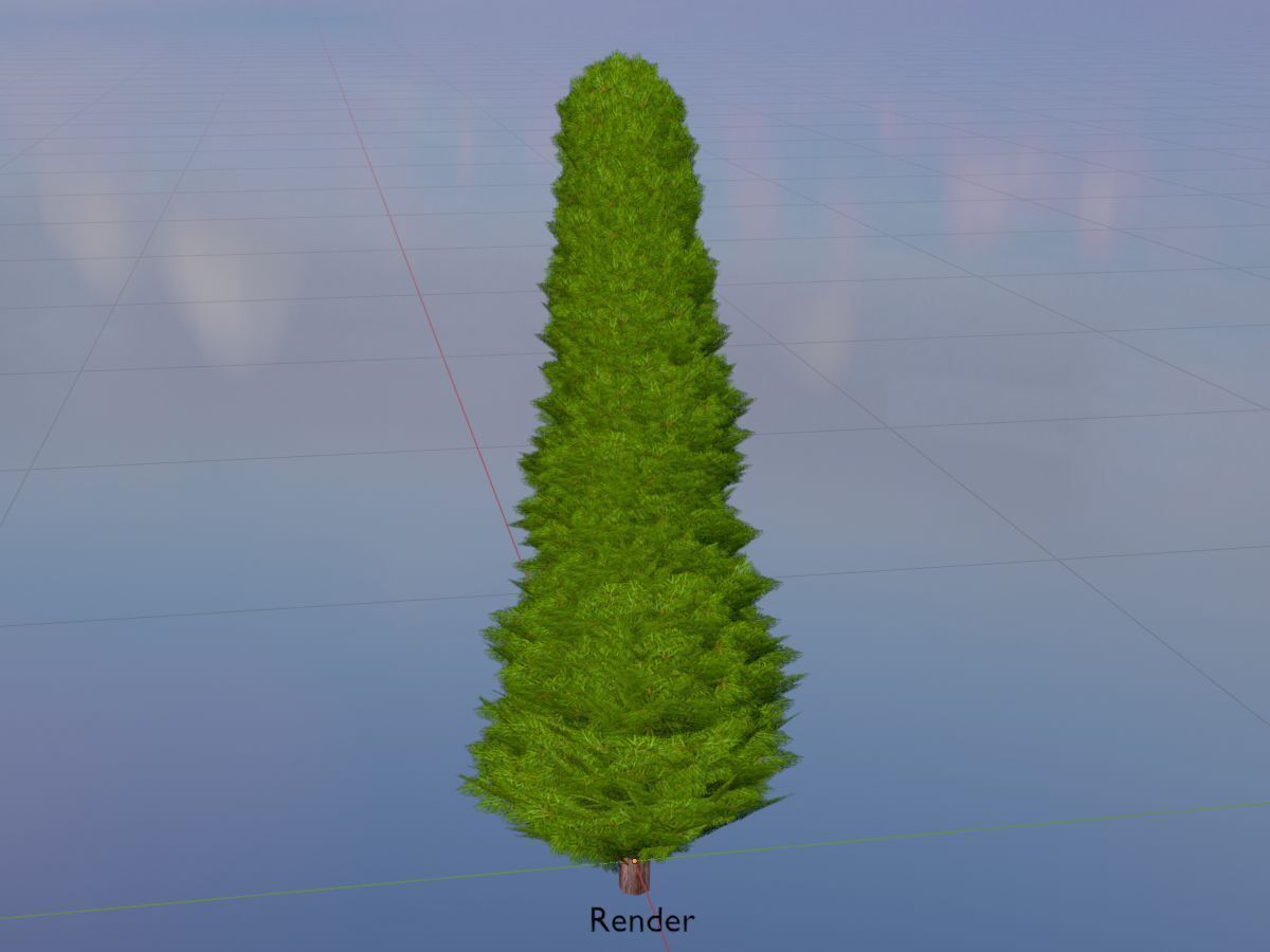 Mock cypress version-3 1000mm Low-poly 3D model_18