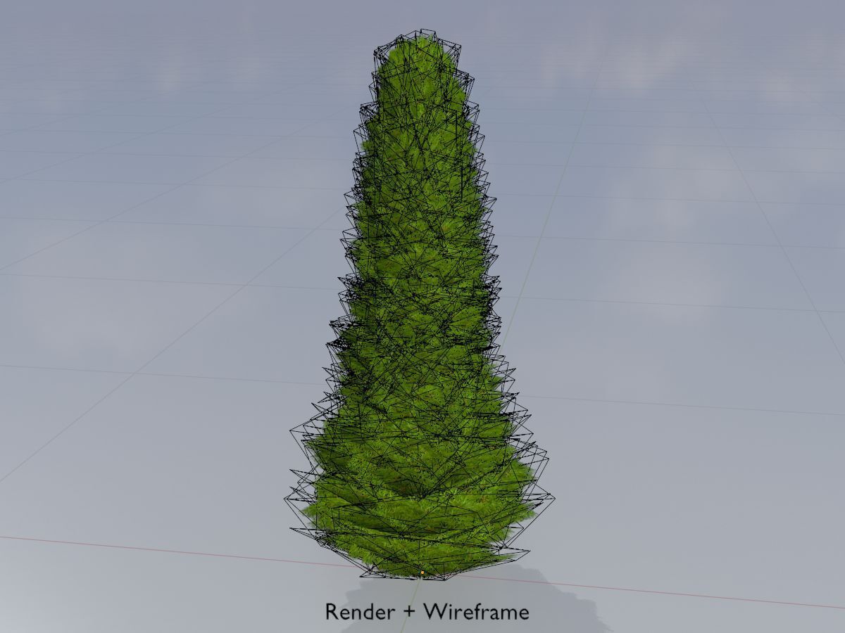 Mock cypress version-3 1000mm Low-poly 3D model_5