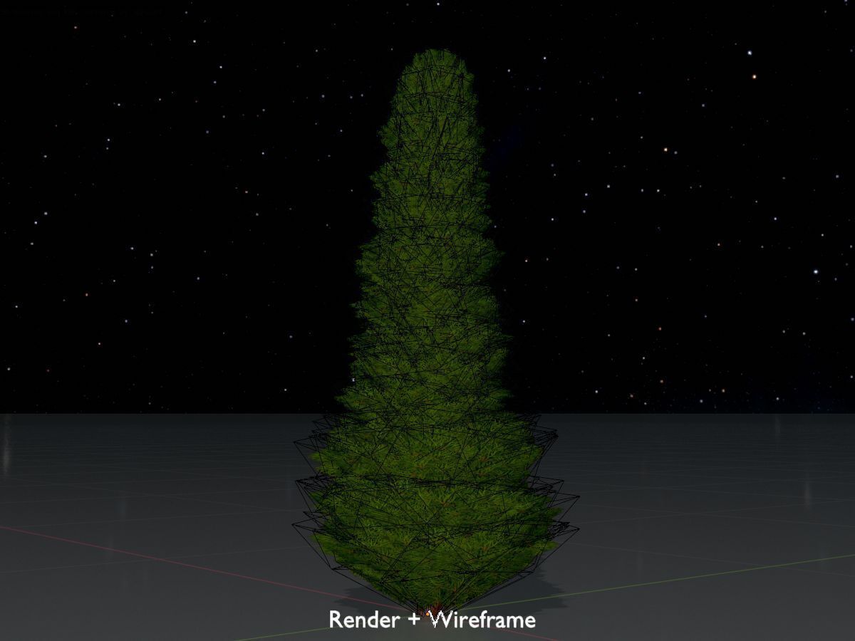 Mock cypress version-3 1000mm Low-poly 3D model_7