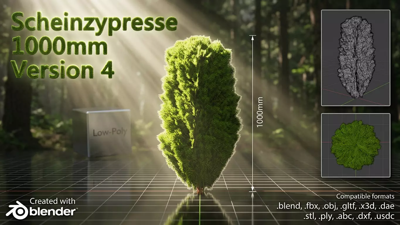 Mock cypress version-4 1000mm Low-poly 3D model