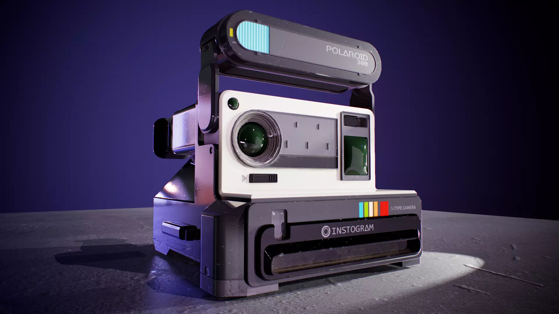Polaroid 300 Low-poly 3D model_0