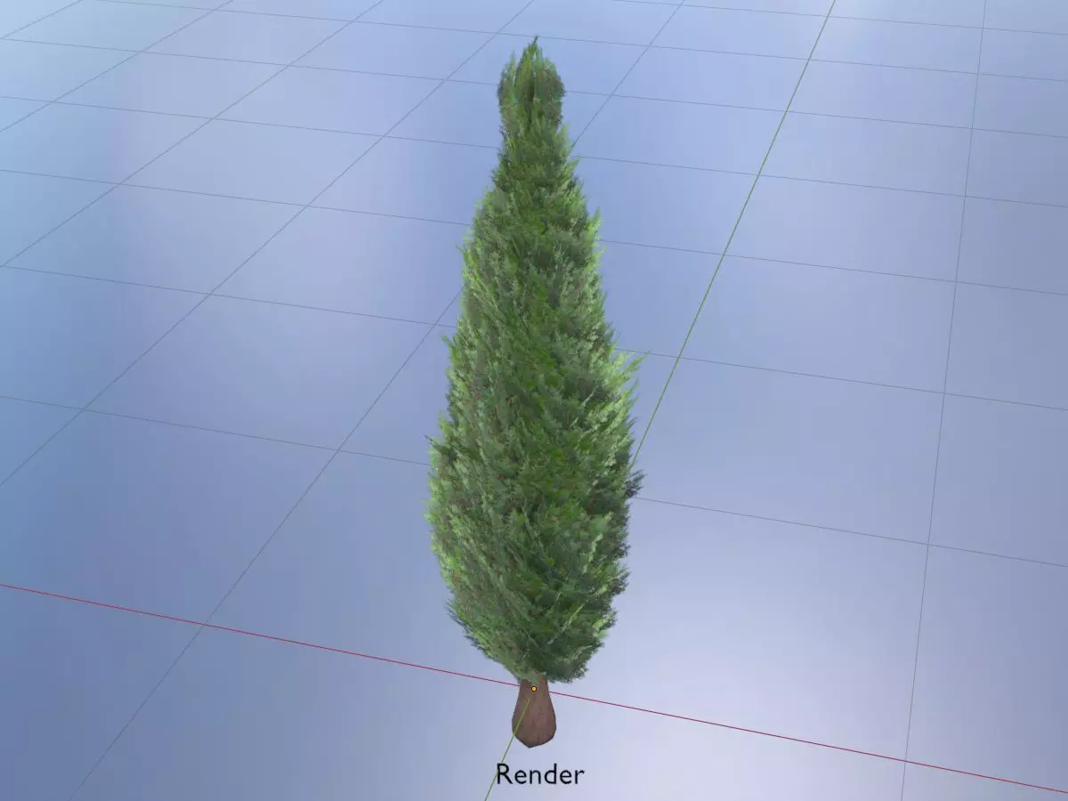 Mock cypress version-1 2000mm Low-poly 3D model_0
