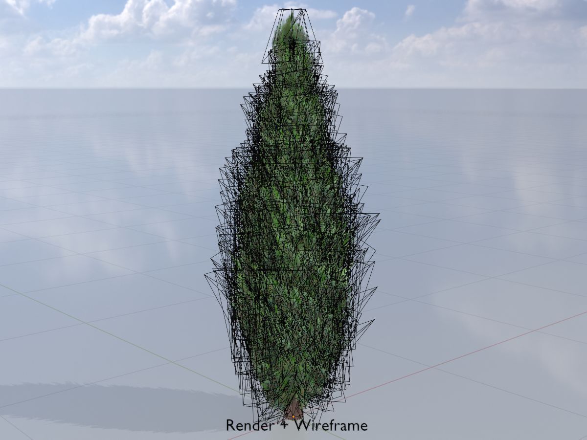 Mock cypress version-1 2000mm Low-poly 3D model_7