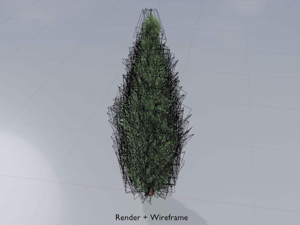 Mock cypress version-1 2000mm Low-poly 3D model_6