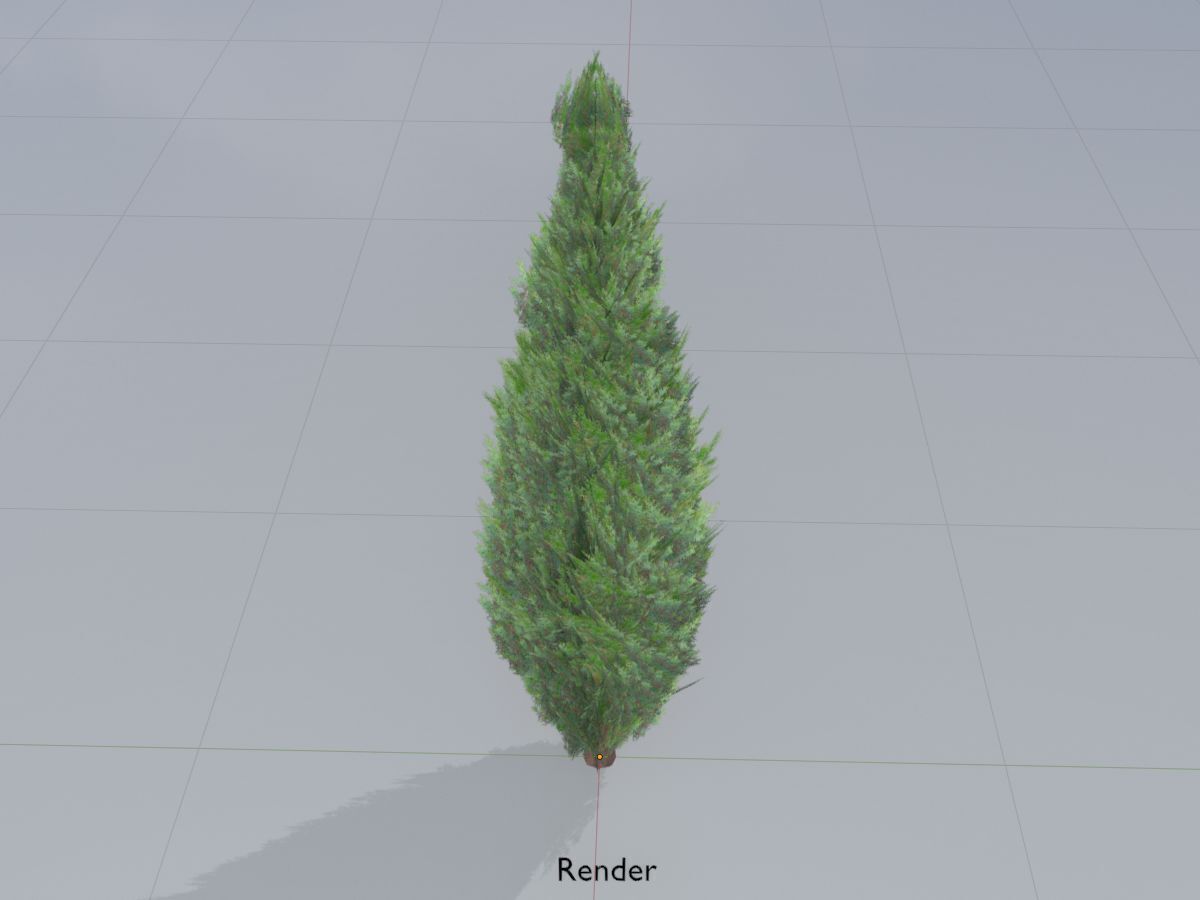 Mock cypress version-1 2000mm Low-poly 3D model_15
