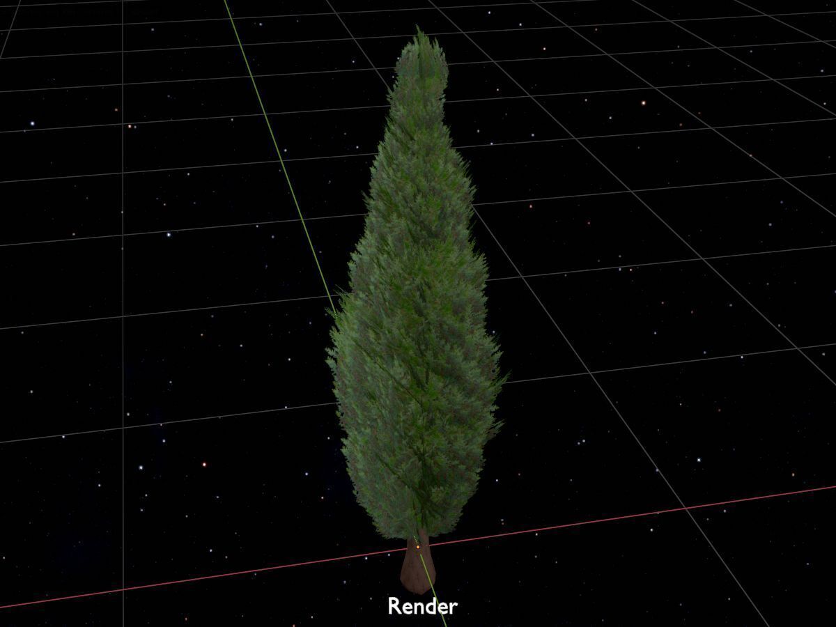 Mock cypress version-1 2000mm Low-poly 3D model_18