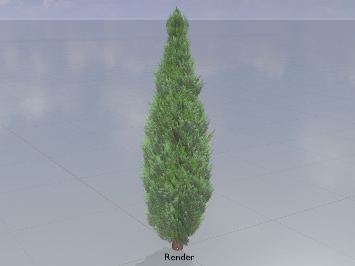 Mock cypress version-1 2000mm Low-poly 3D model_14