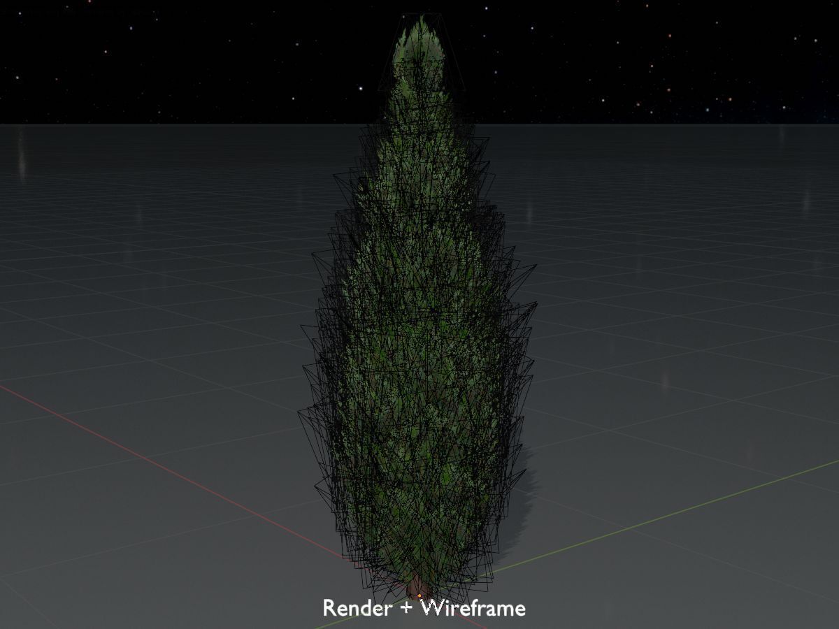 Mock cypress version-1 2000mm Low-poly 3D model_8