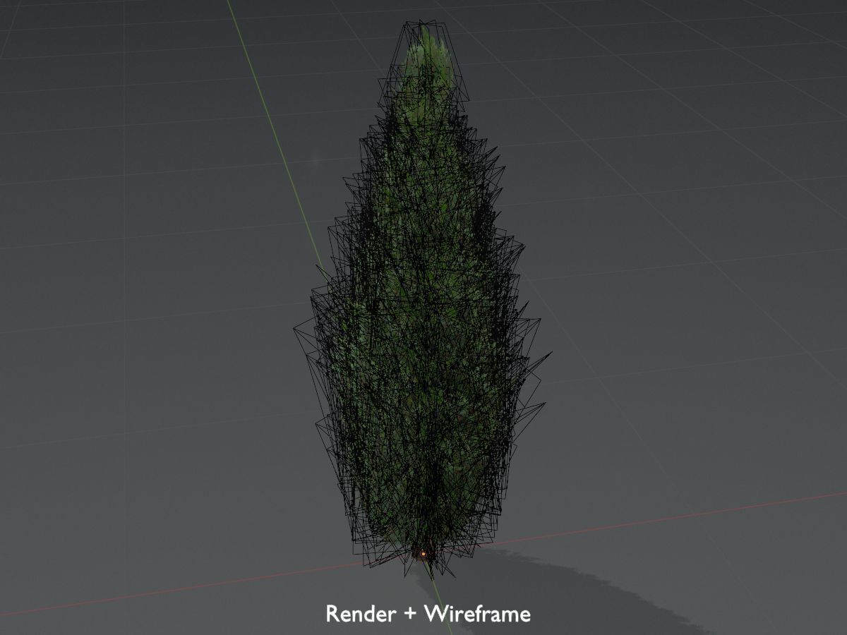 Mock cypress version-1 2000mm Low-poly 3D model_9