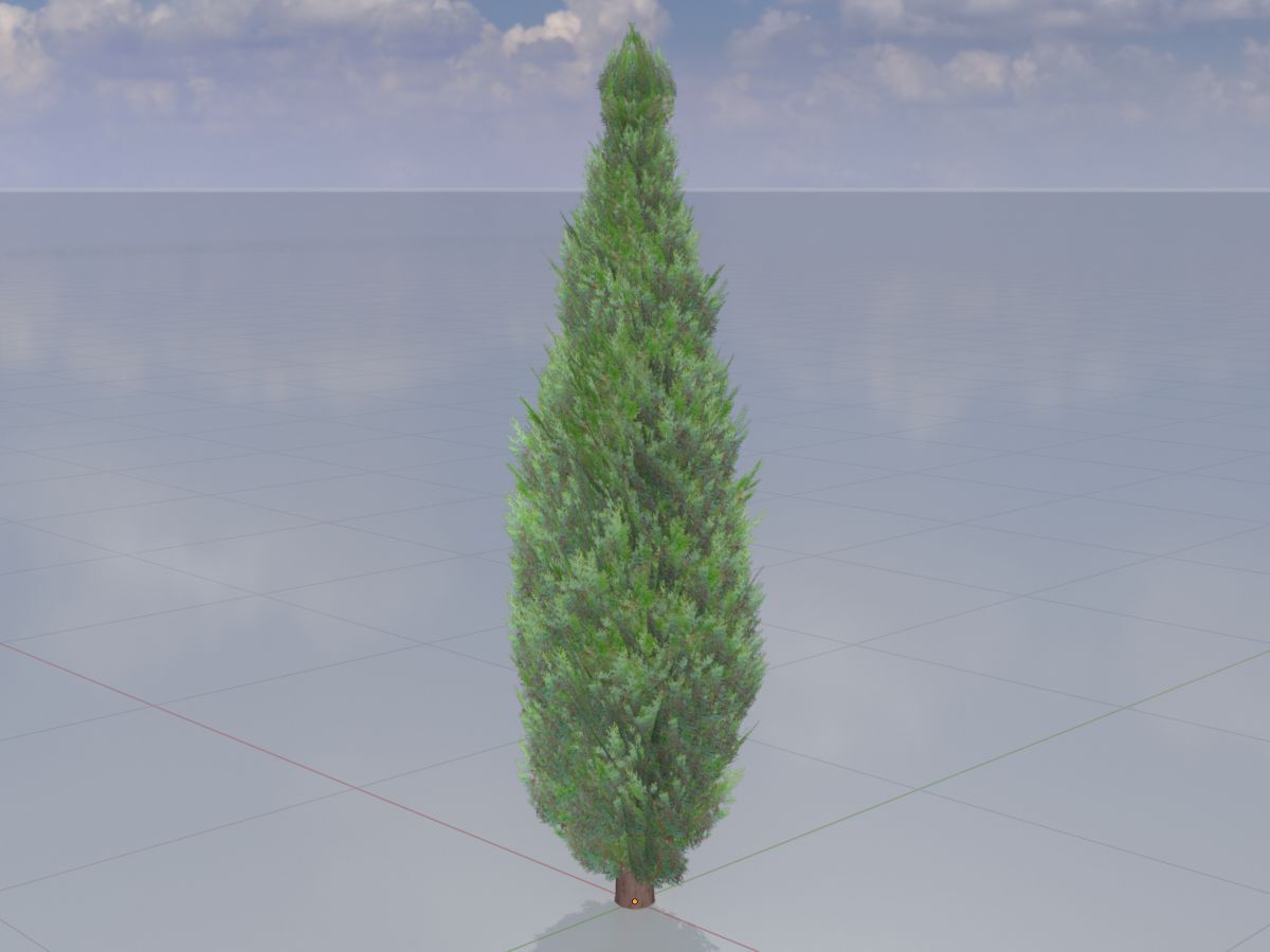 Mock cypress version-1 2000mm Low-poly 3D model_3