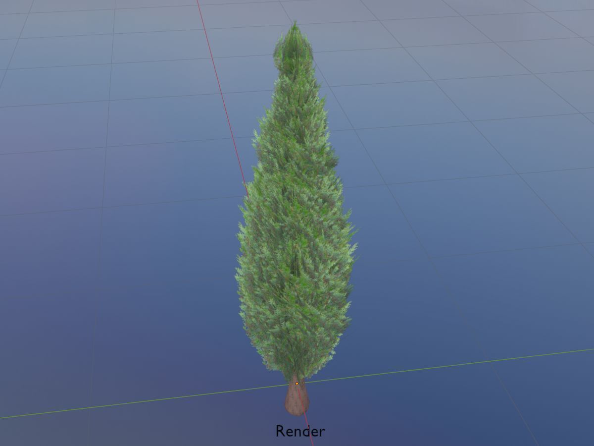 Mock cypress version-1 2000mm Low-poly 3D model_19