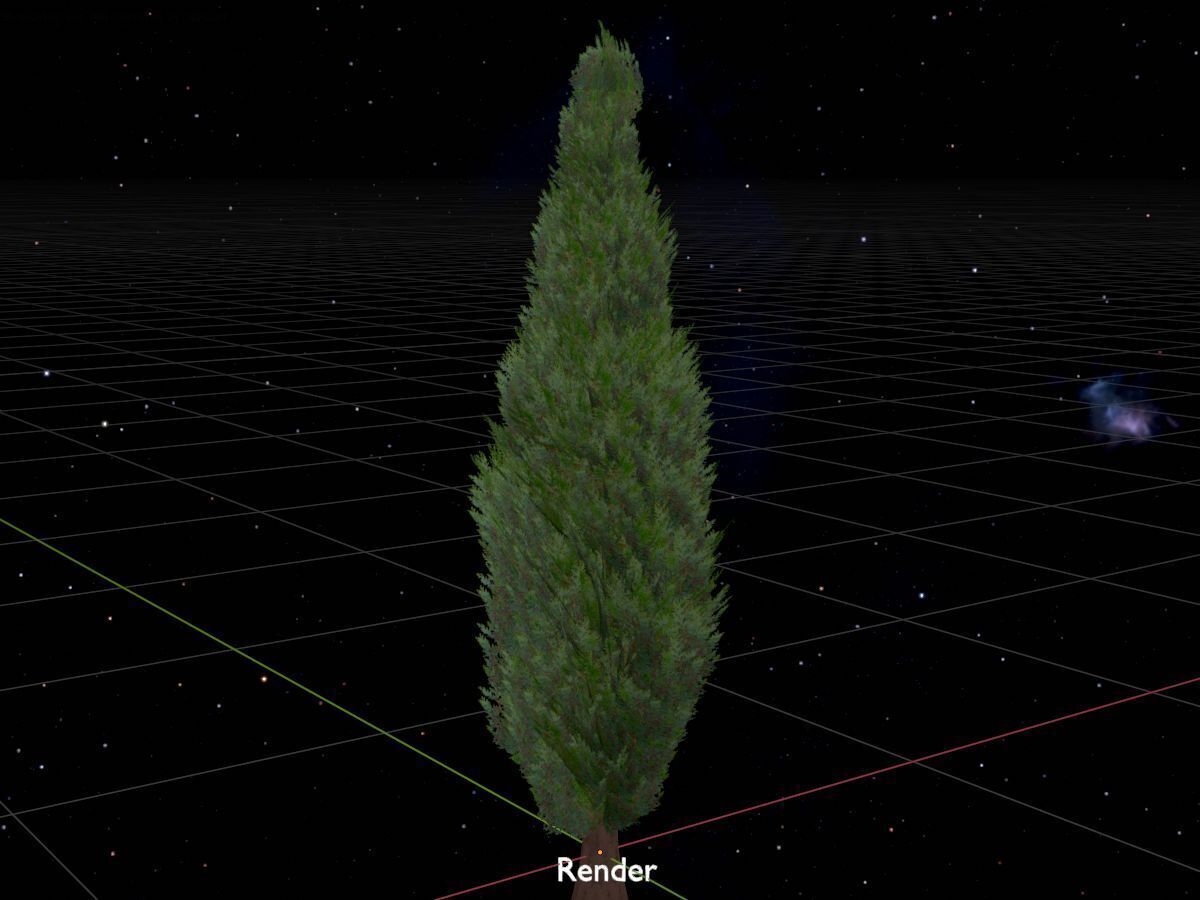 Mock cypress version-1 2000mm Low-poly 3D model_20