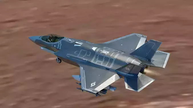 F35A Lightning II - Rigged - with high resolution Textures Low-poly 3D model