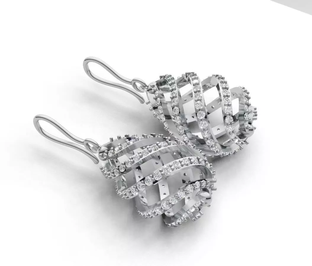 Earrings with diamonds 3D model_0