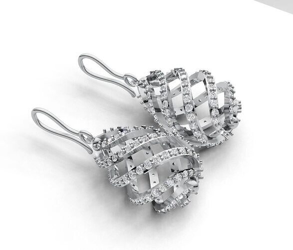 Earrings with diamonds 3D model