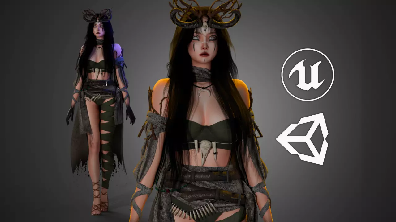 Necromancer - GameReady Low-poly 3D model_0