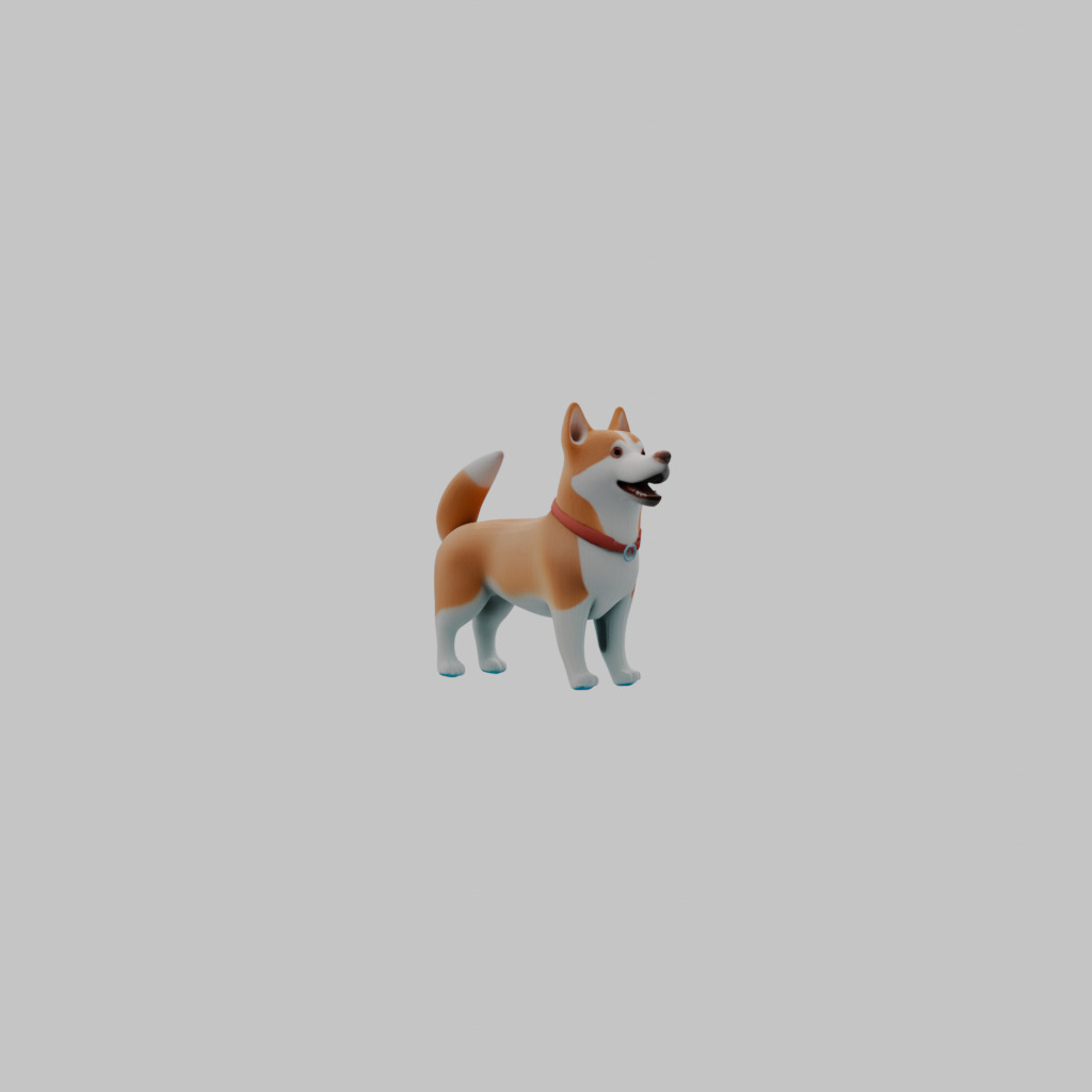 Cute dog  Low-poly 3D model_5