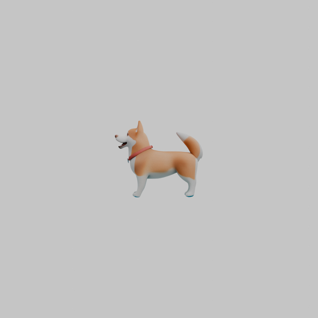 Cute dog  Low-poly 3D model_9