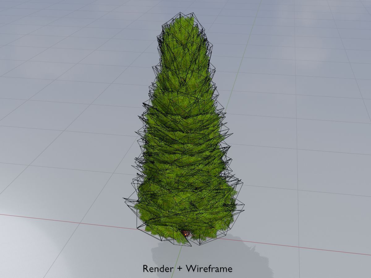 Mock cypress version-2 2000mm Low-poly 3D model_5