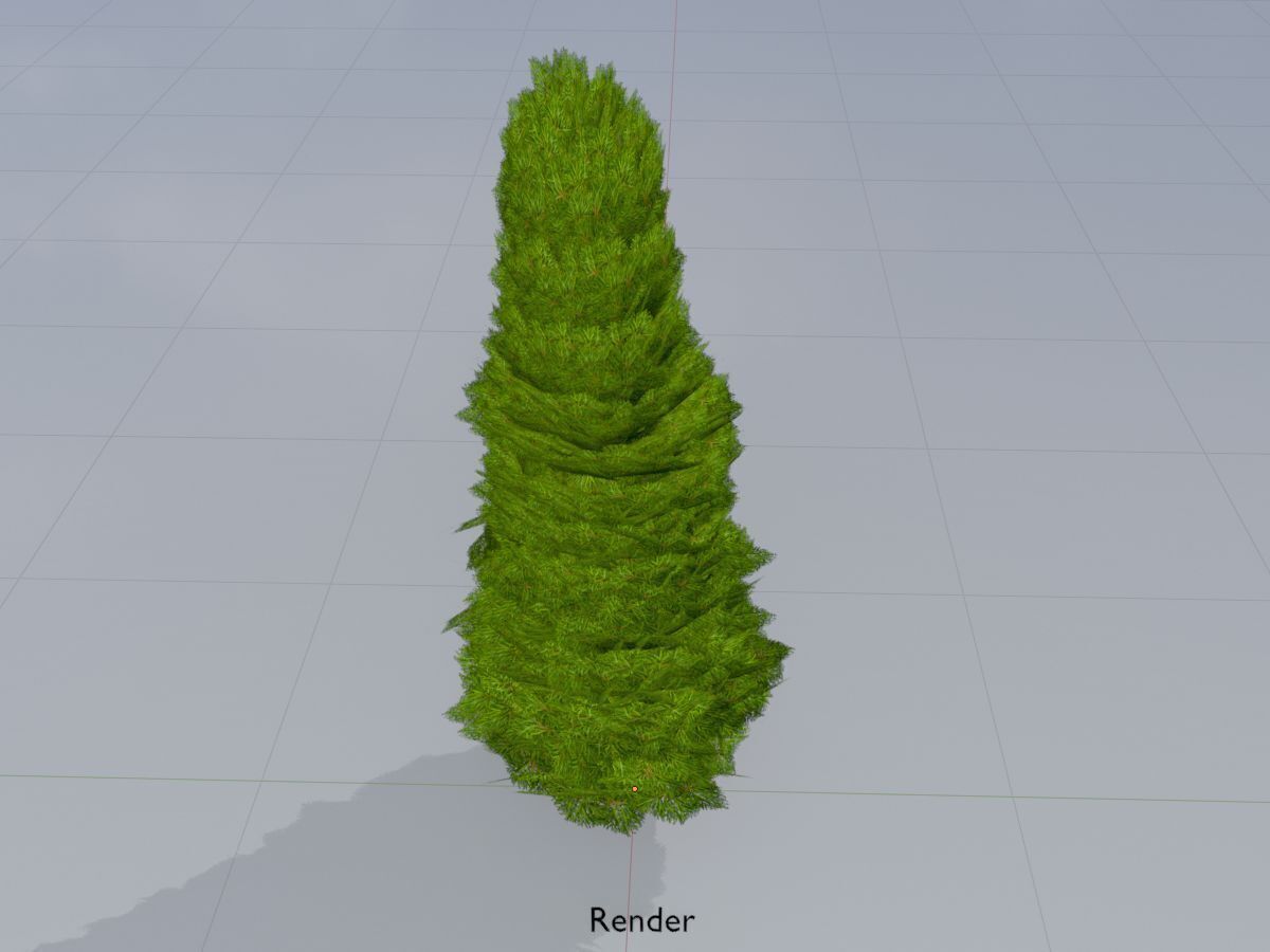 Mock cypress version-2 2000mm Low-poly 3D model_14