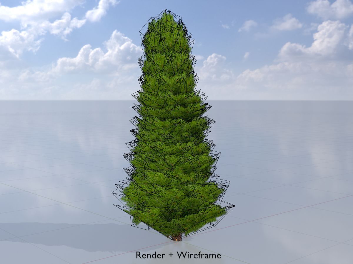 Mock cypress version-2 2000mm Low-poly 3D model_6