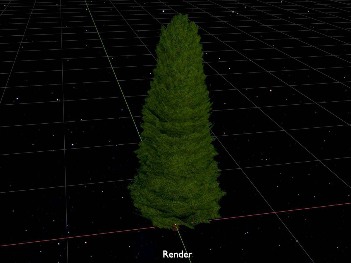 Mock cypress version-2 2000mm Low-poly 3D model_17