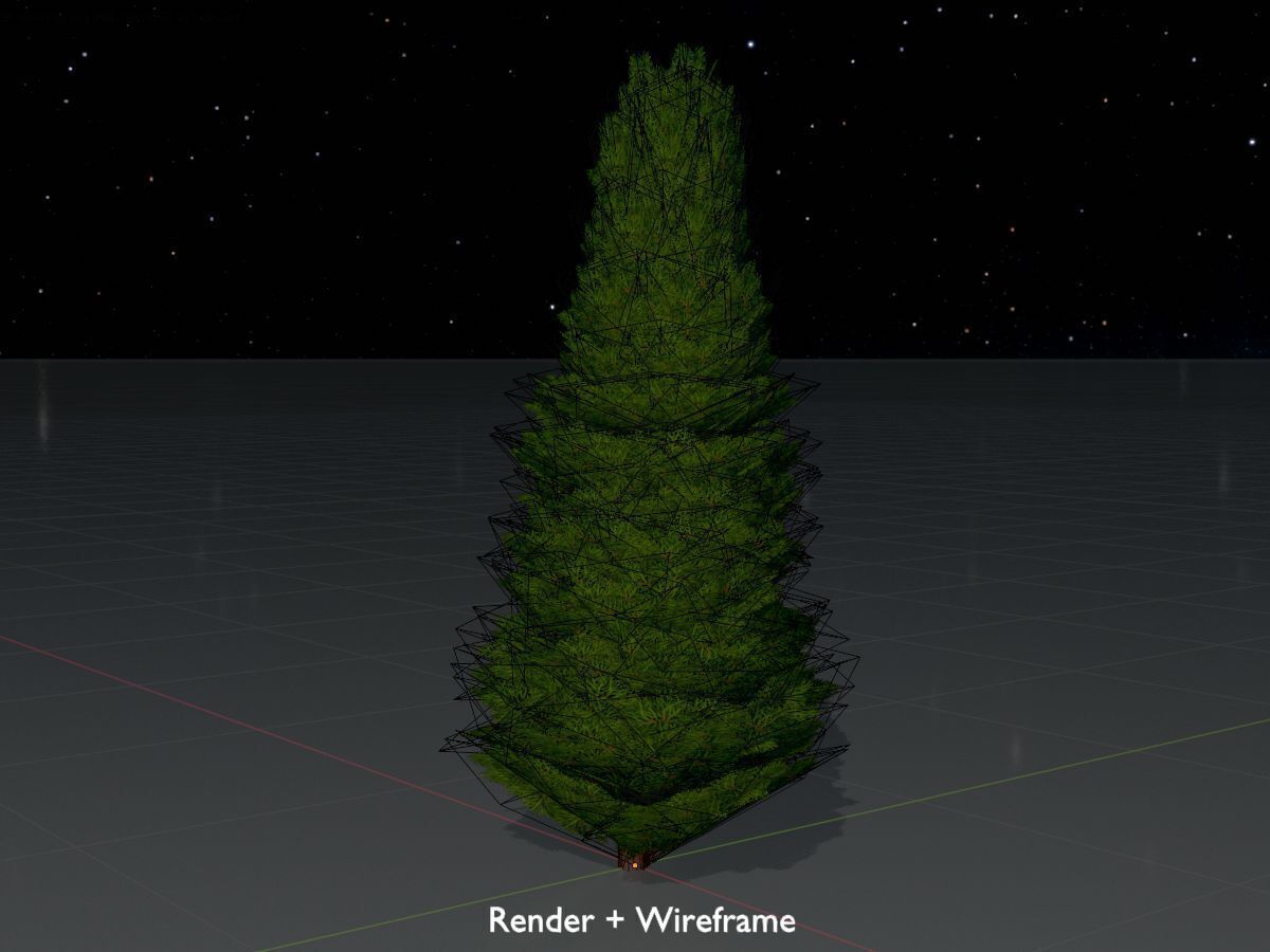 Mock cypress version-2 2000mm Low-poly 3D model_7